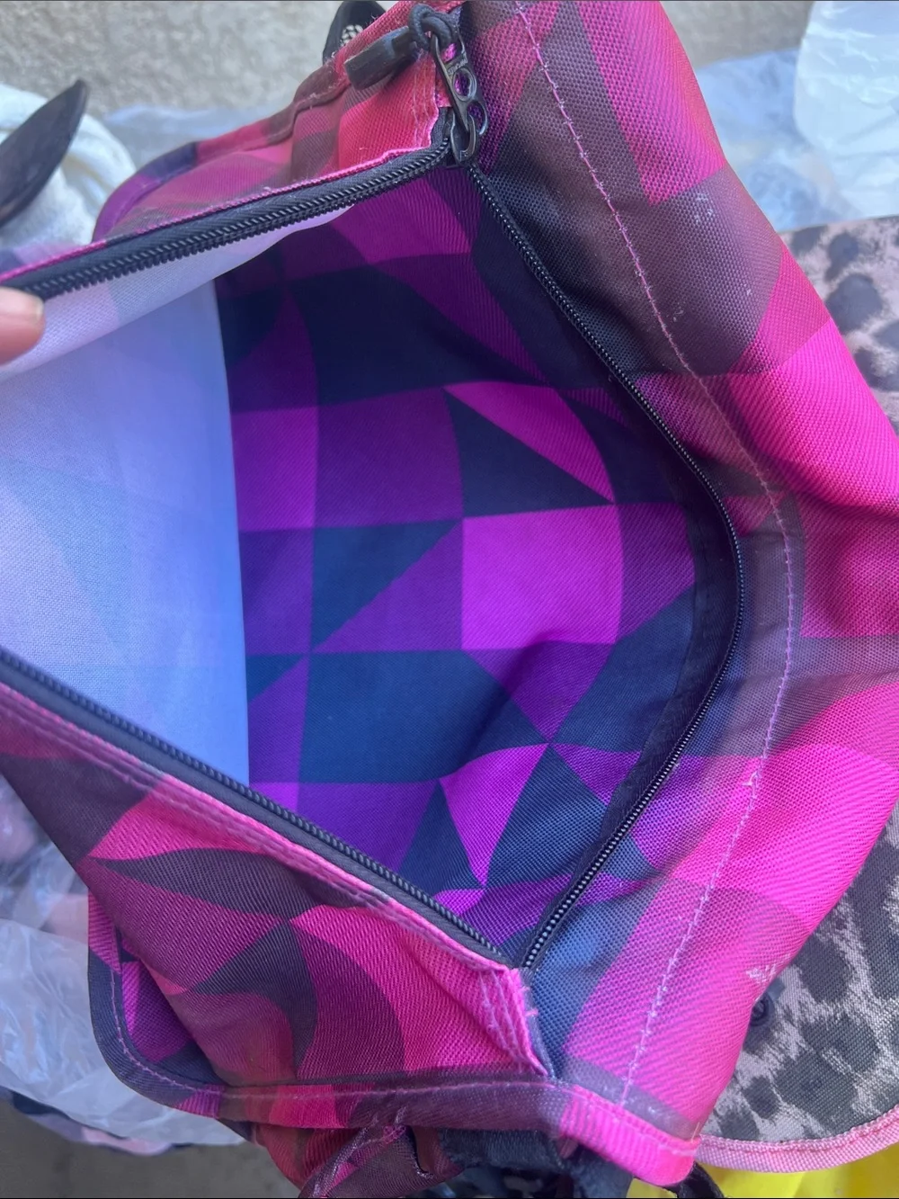 Pink Geometric Crossbody Messenger Bag